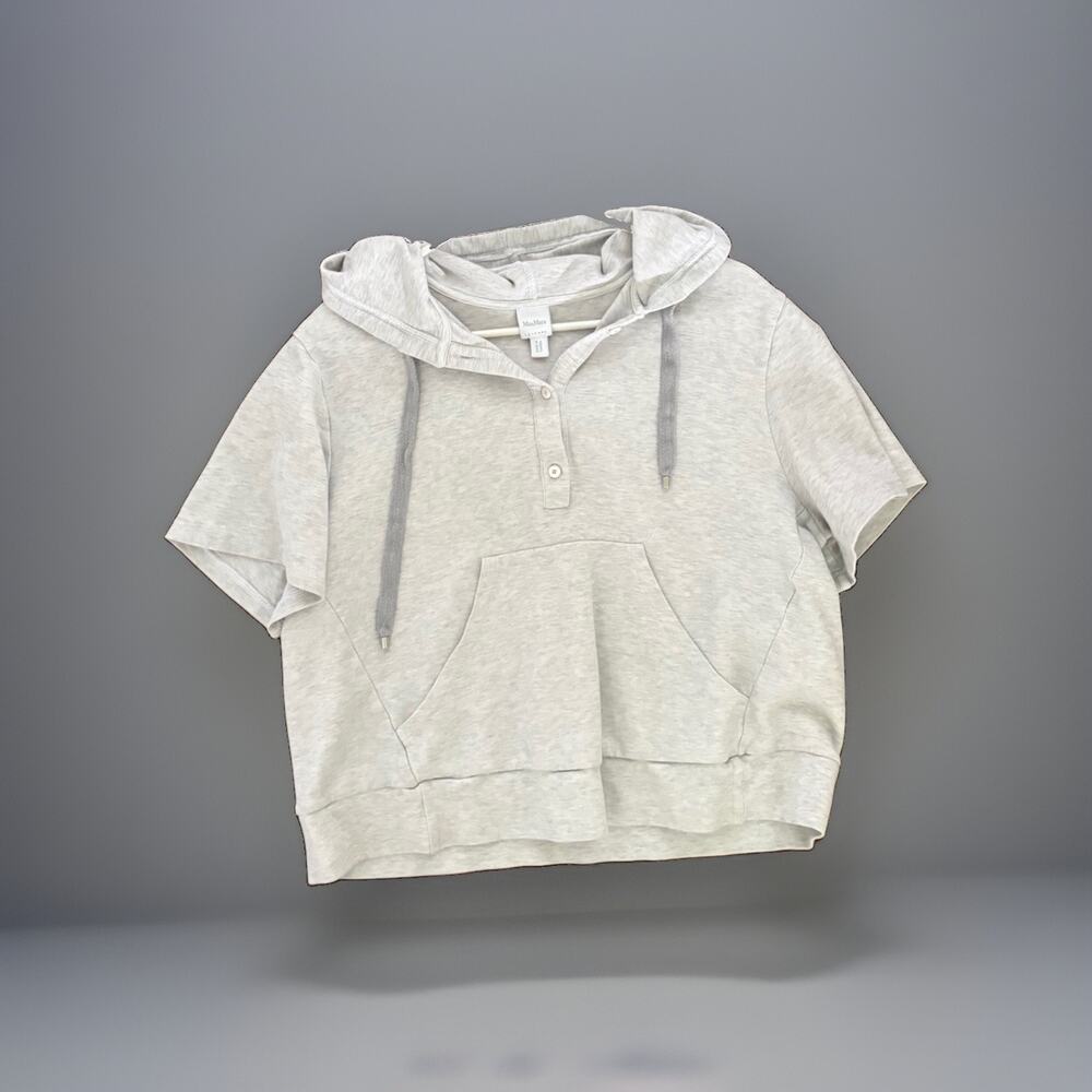 Max Mara Leisure Gray Cropped hoodie Hooded Sweatshirt Top Size M/L